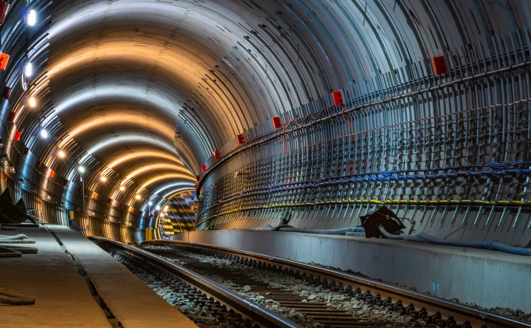 Tunnelfoto der neuen U-Bahnlinie U5 in Berlin